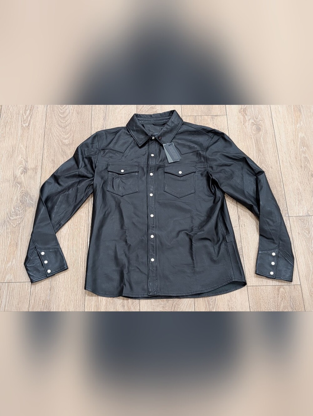 $798 Mens John Varvatos "Sage" Leather Shirt Jacket Black 52 US 42